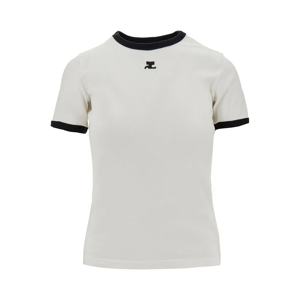 Courreges Cotton T-Shirt With Contrasting Trims